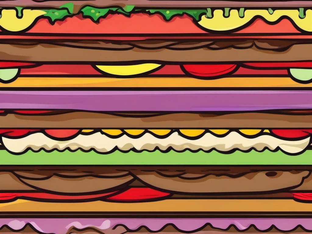 Hamburger clipart - giant hamburger stacked with toppings  color,minimalist,vector clipart