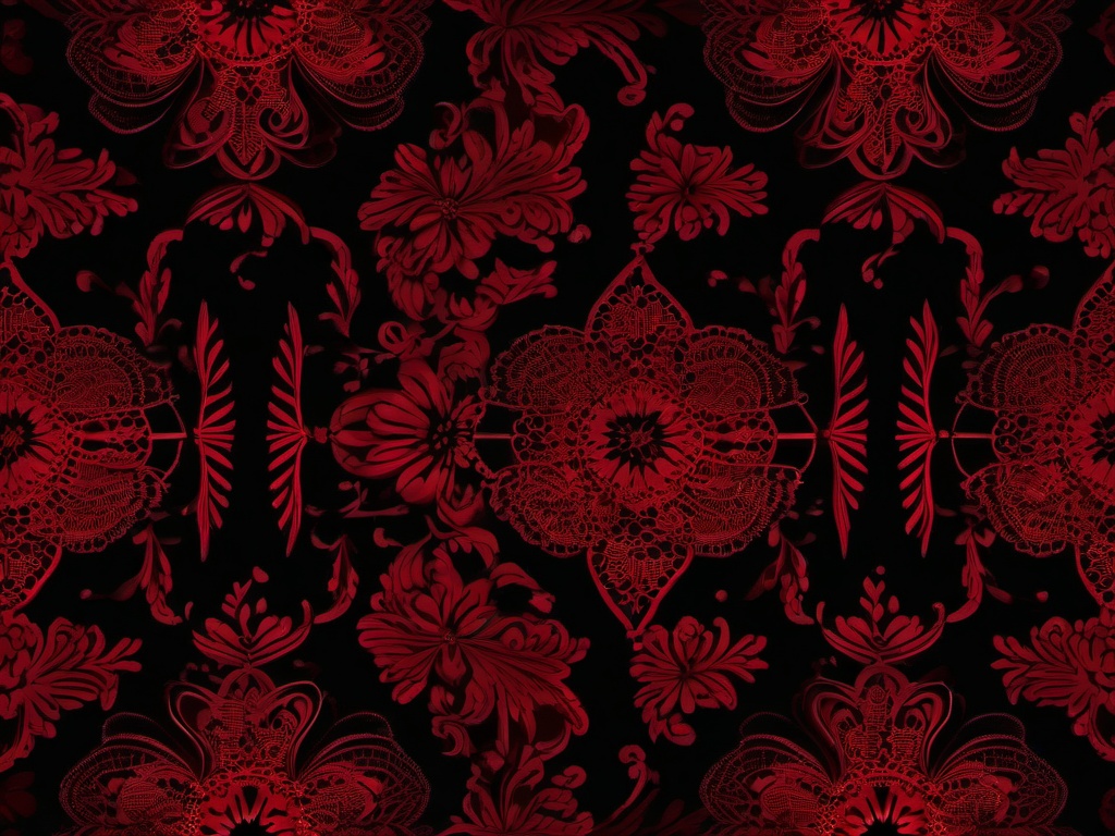 Red With Black Background-Dark red with intricate black floral lace patterns  background wallpaper