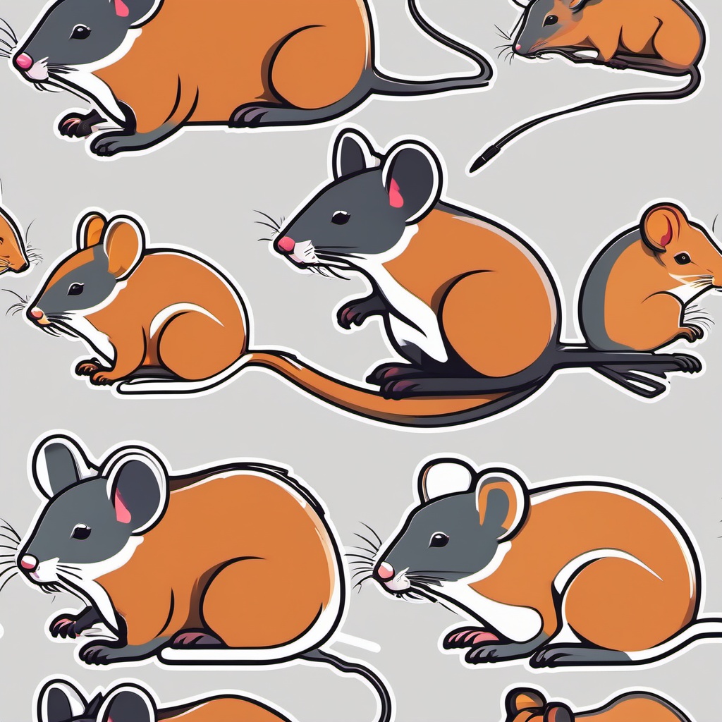 Rat Sticker - A small rat with a long tail, ,vector color sticker art,minimal