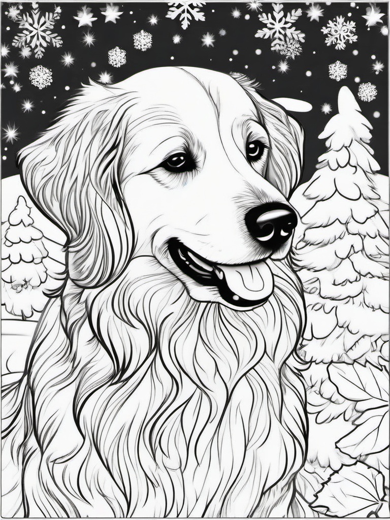 Christmas Coloring Pages Dog  outling,coloring pages,black and whit