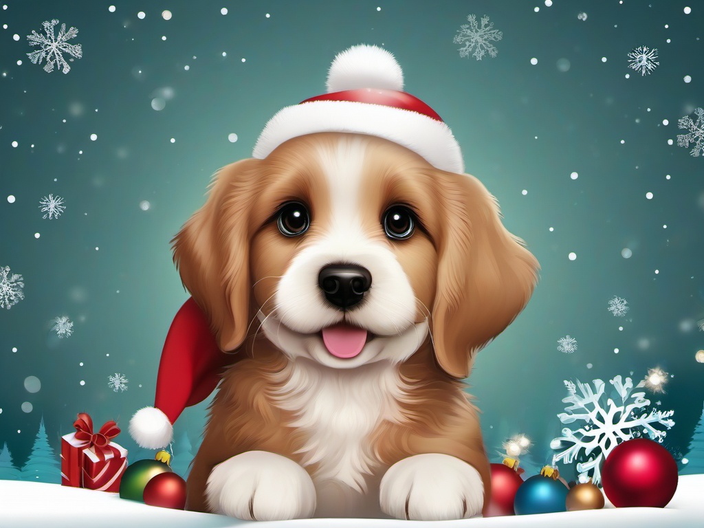 Cute Christmas Dog Wallpaper  