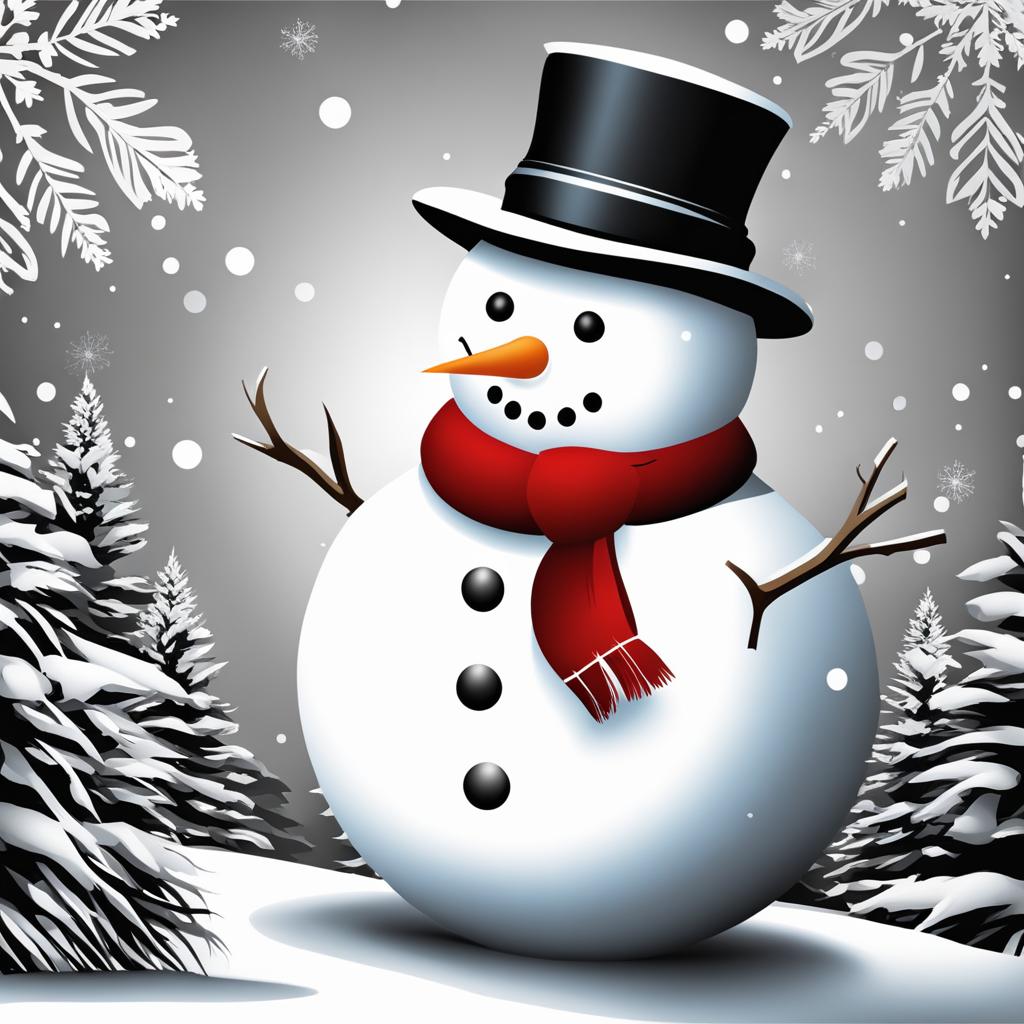 snowman clipart black and white - embodying the charm of winter. 