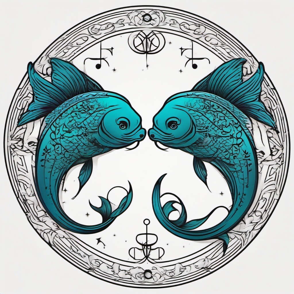 zodiac pisces tattoo  simple vector color tattoo