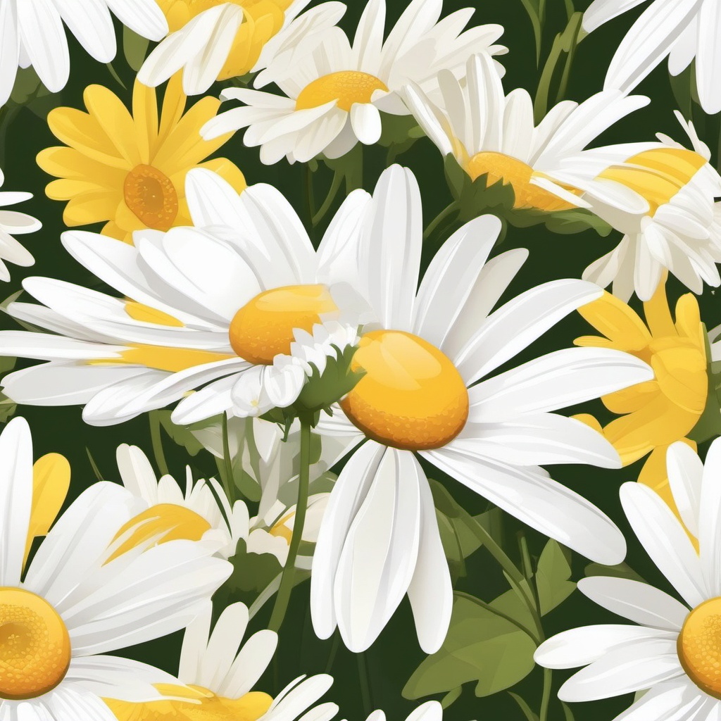 Daisy Clip Art - A white daisy with a sunny yellow center,  color vector clipart, minimal style