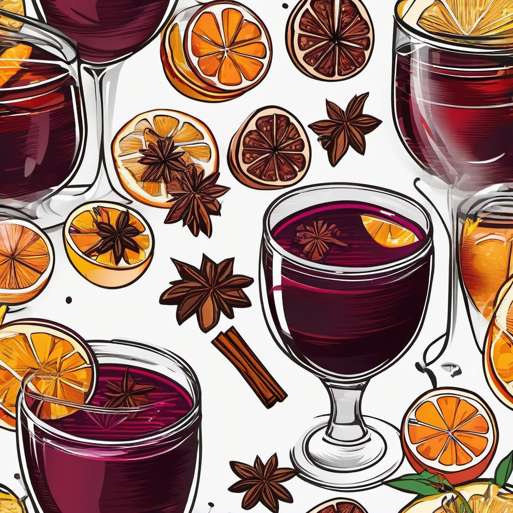 Mulled Wine clipart - Spiced mulled wine in a glass, ,vector color clipart,minimal