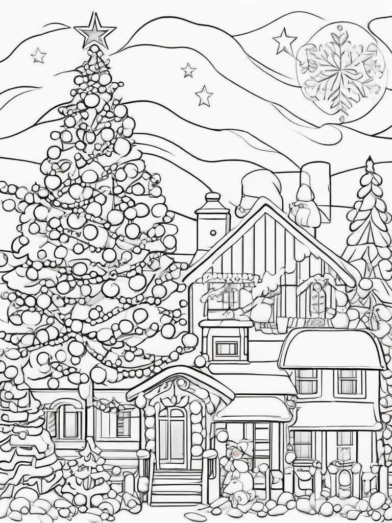 Simple Christmas Pictures To Color  outling,coloring pages,black and whit