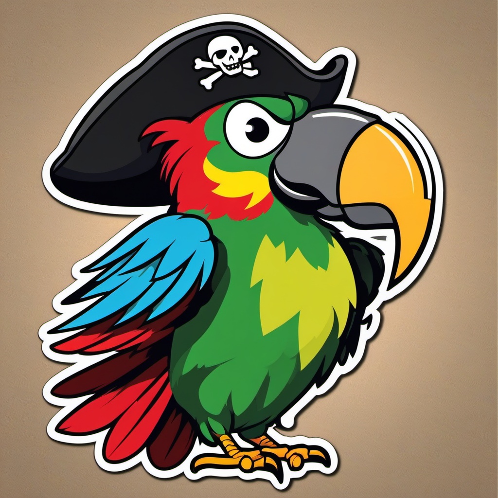 Pirate Parrot sticker- Squawking Sea Pirate Fun, , sticker vector art, minimalist design