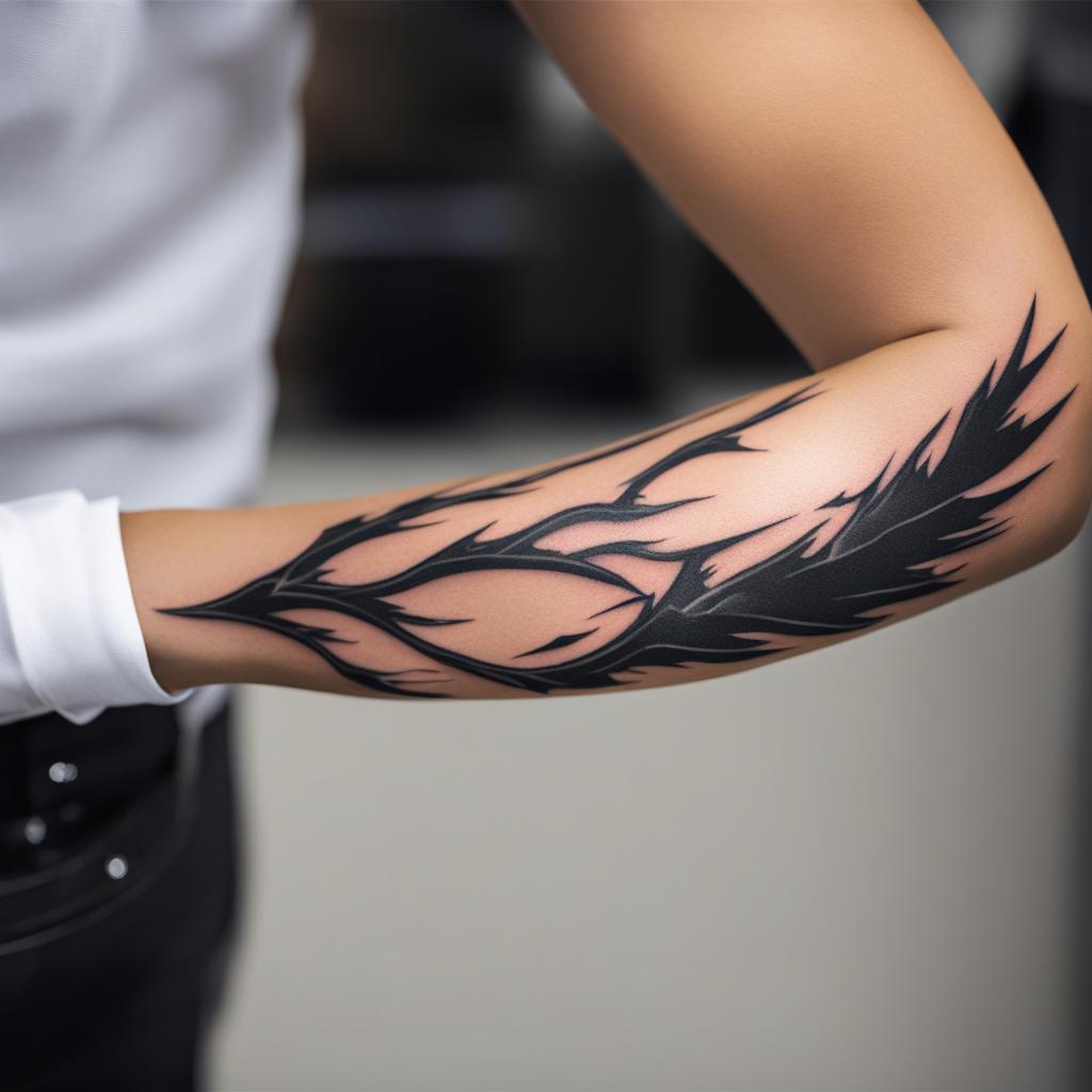 dynamic lightning tattoo, portraying the power and energy of a lightning bolt. 