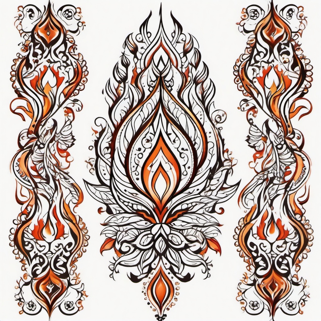 flame henna tattoo  simple color tattoo,white background