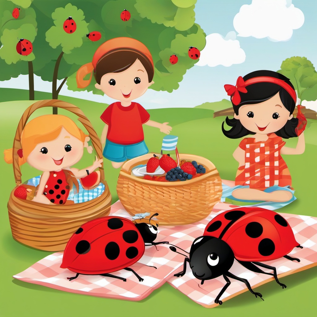 Ladybug clipart - ladybug on a picnic with friends  