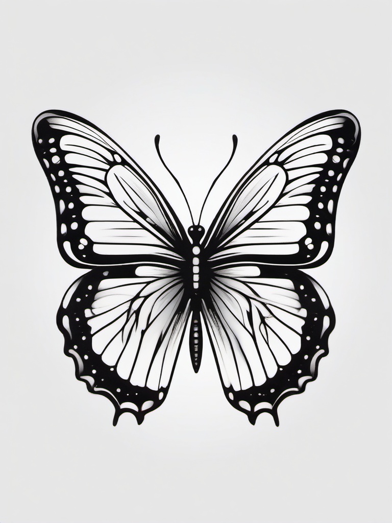 traditional butterfly tattoo black and white  simple color tattoo, minimal, white background