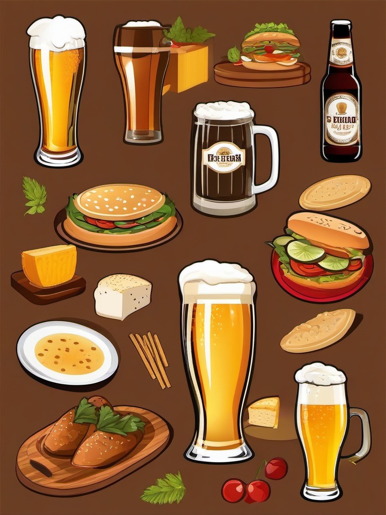 Beer clipart - beer and food pairing  vector clipart