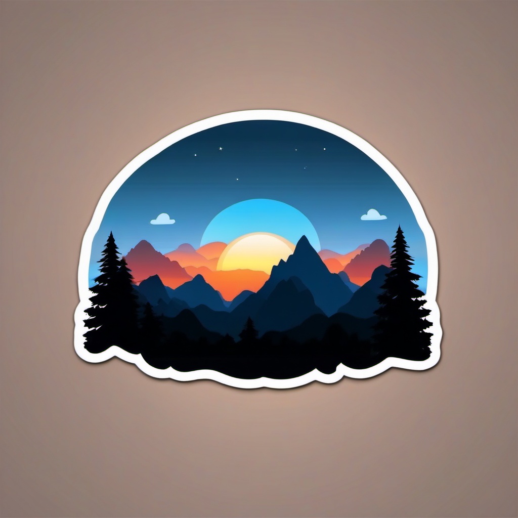 Mountain Range Silhouette Emoji Sticker - A dramatic horizon in the twilight, , sticker vector art, minimalist design