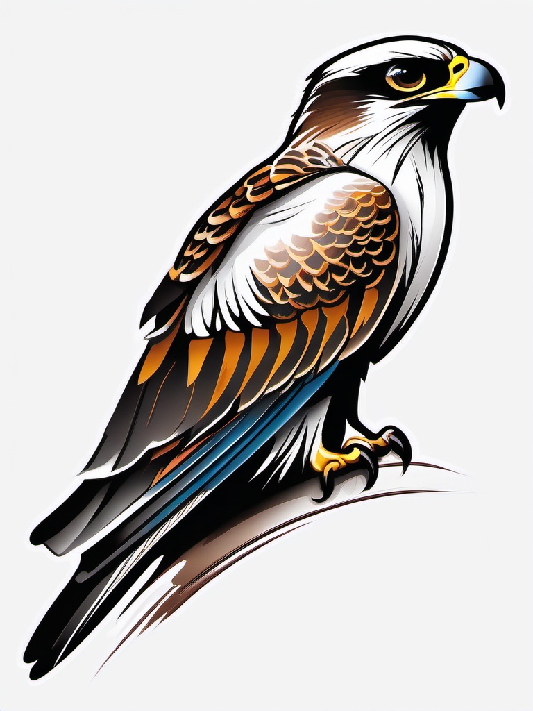 Falcon tattoo, Swift falcon tattoo, a representation of keen vision and speed. , tattoo color art, clean white background