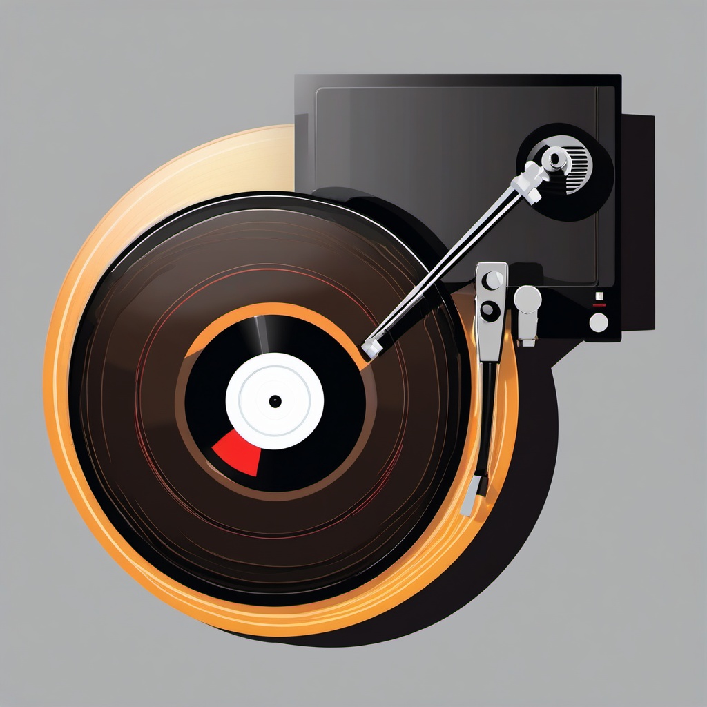 Vinyl Record Clipart - A vintage vinyl record spinning on a turntable, playing nostalgic melodies from the past.  color clipart, minimalist, vector art, 