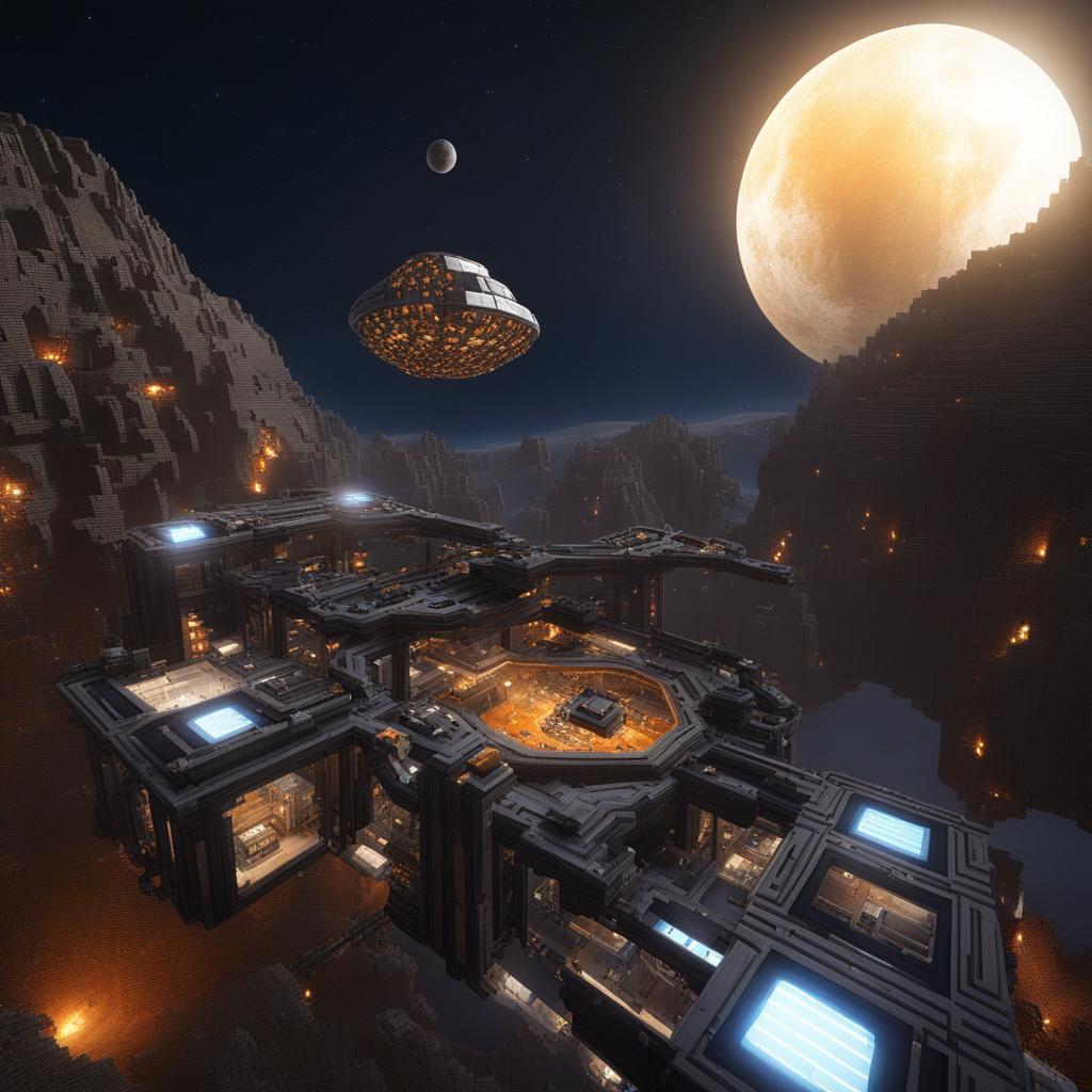 asteroid mining colony harvesting valuable resources - minecraft house design ideas 