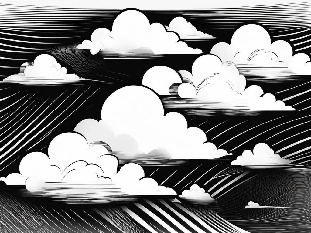 cloud clipart black and white - drifting serenely. 