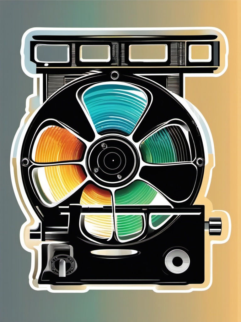 Film Reel Sticker - Retro film reel design, ,vector color sticker art,minimal