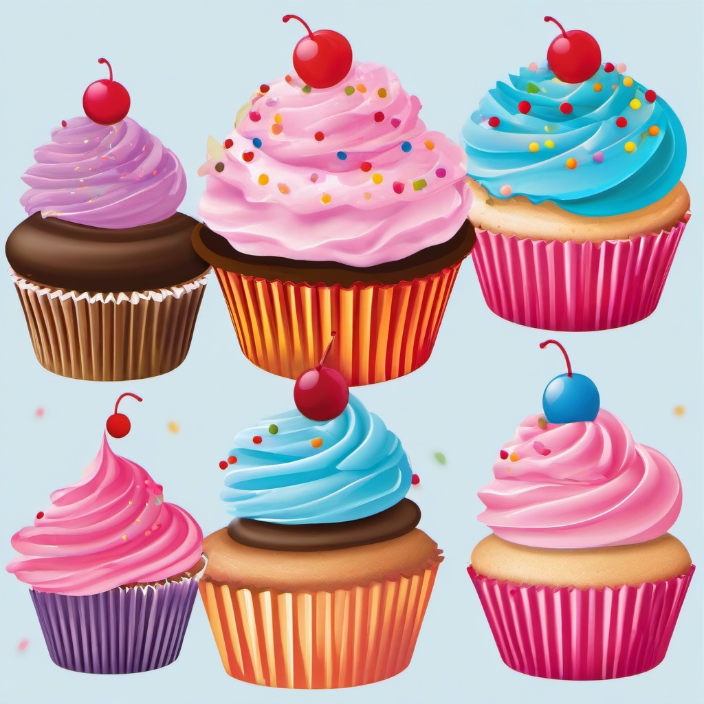 Cupcake clipart - cupcake with colorful frosting and sprinkles  