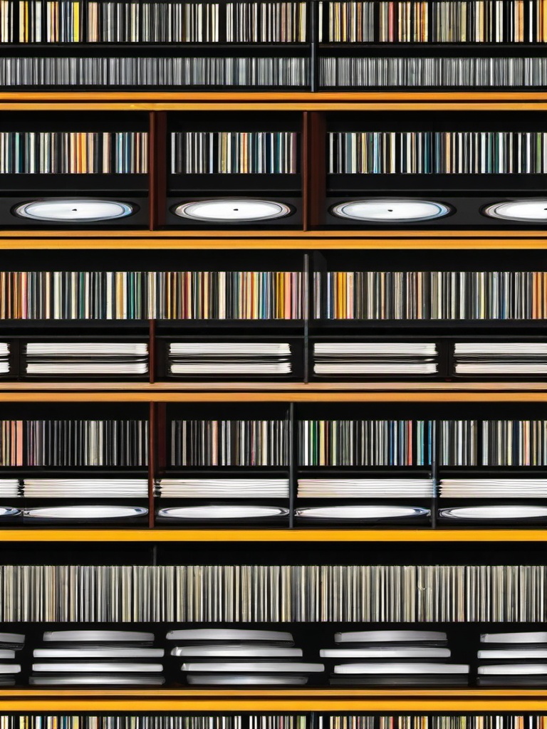 Music clipart - vinyl records stacked on a shelf  