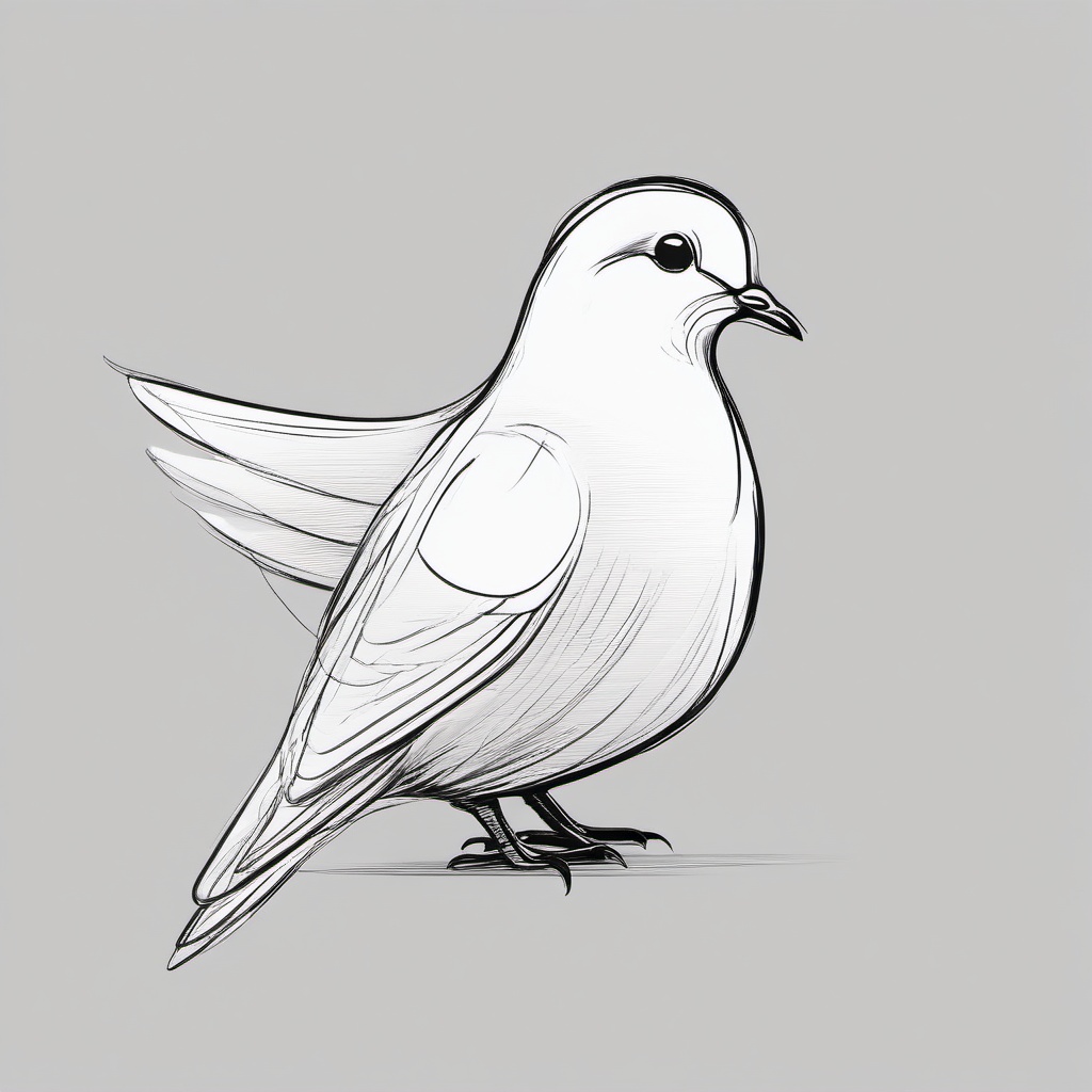 drawing of a cartoon dove  minimal rough sketch scribbles,doodles,black and white