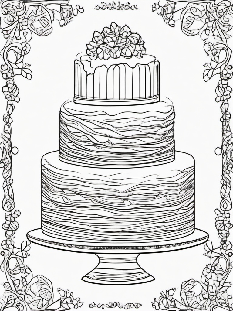 Cake Coloring Pages - Fancy chocolate truffle cake  simple coloring pages