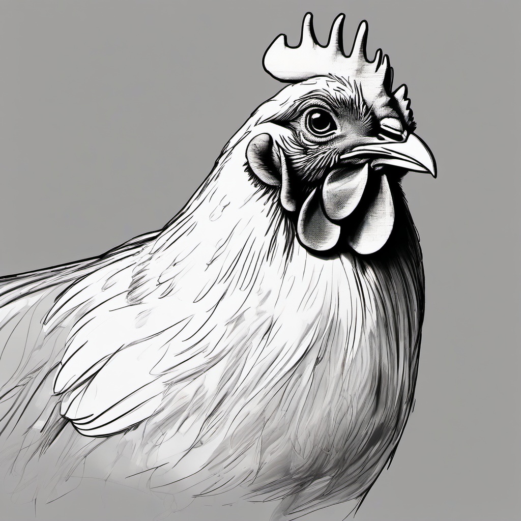 sketch of a chicken  minimal rough sketch scribbles,doodles,black and white