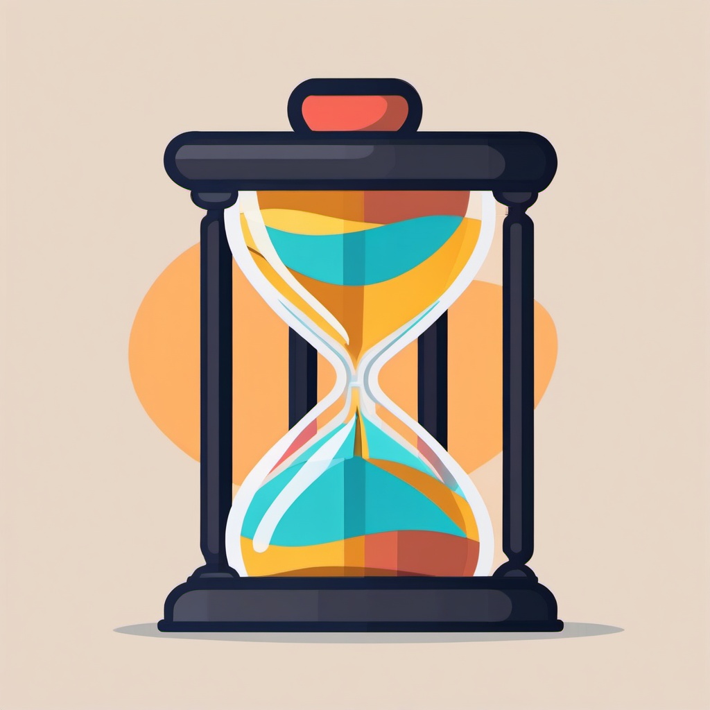 Hourglass and Clock Icon - Hourglass and clock icon for time management,  color vector clipart, minimal style