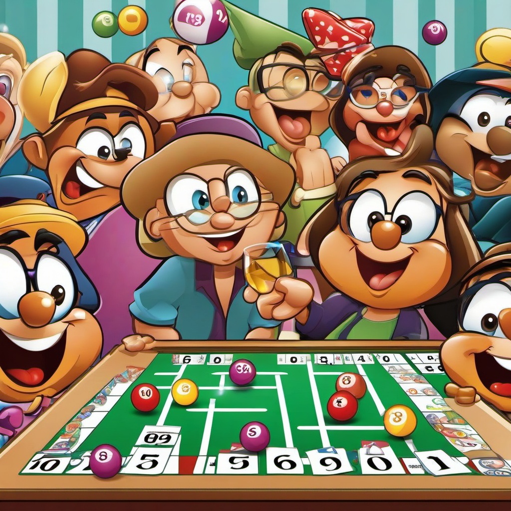 Bingo clipart - cartoon characters playing bingo  vector clipart