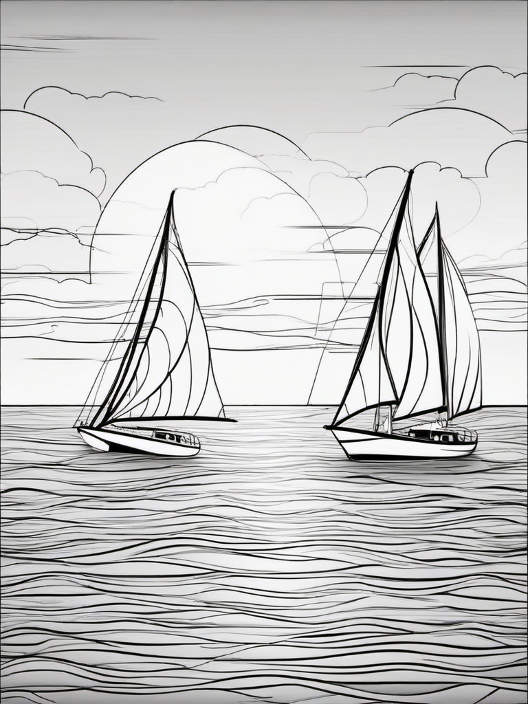 Sailboats on a calm sea  simple coloring pages