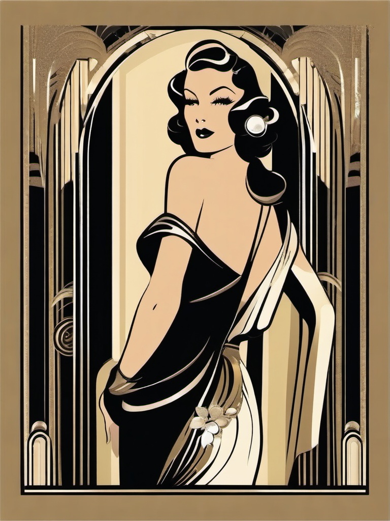 1930s Art Deco Glamour - Create a tee with the glamorous allure of 1930s art deco. , vector art, splash art, retro t shirt design