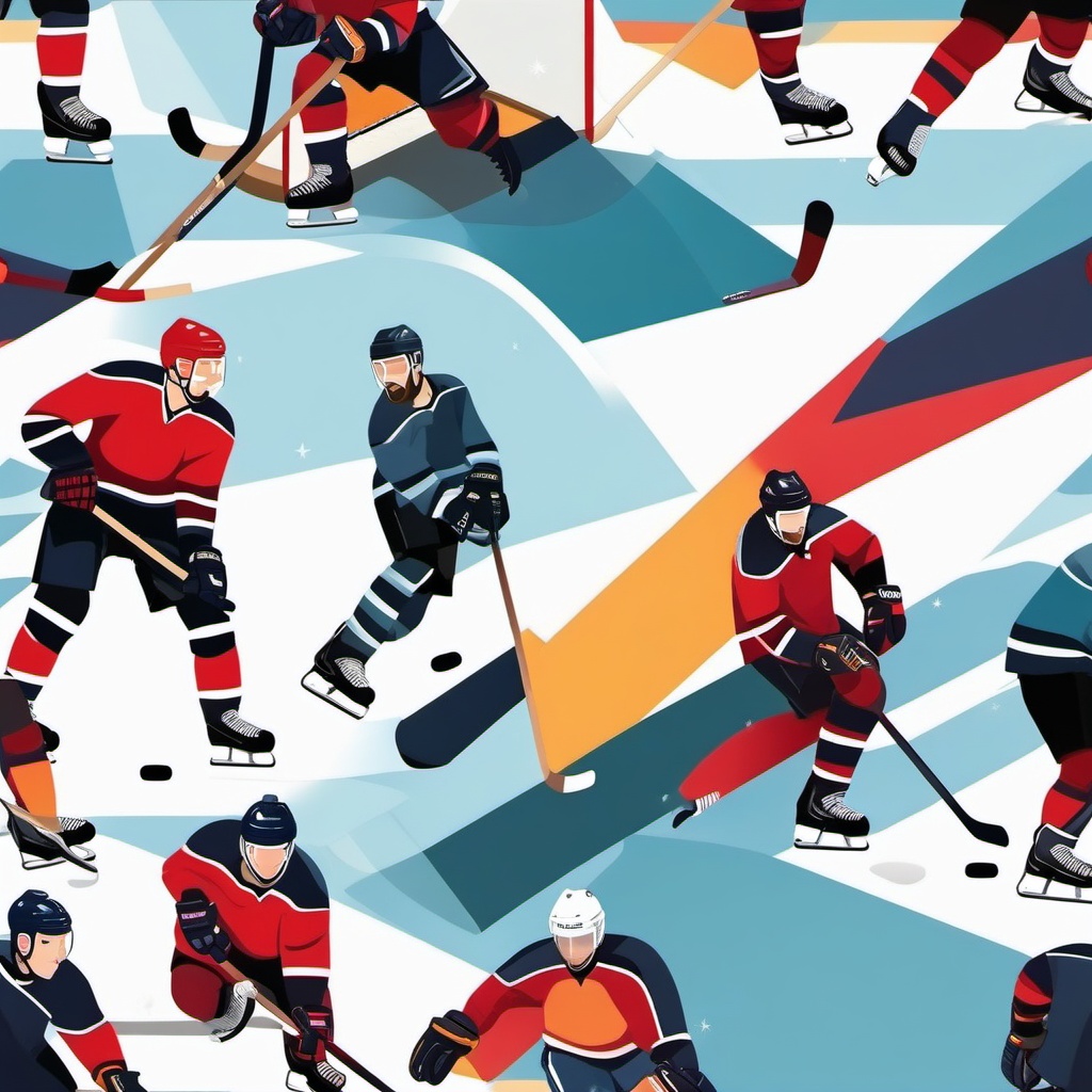 Ice Hockey clipart - Energetic ice hockey match on a frozen rink, ,vector color clipart,minimal