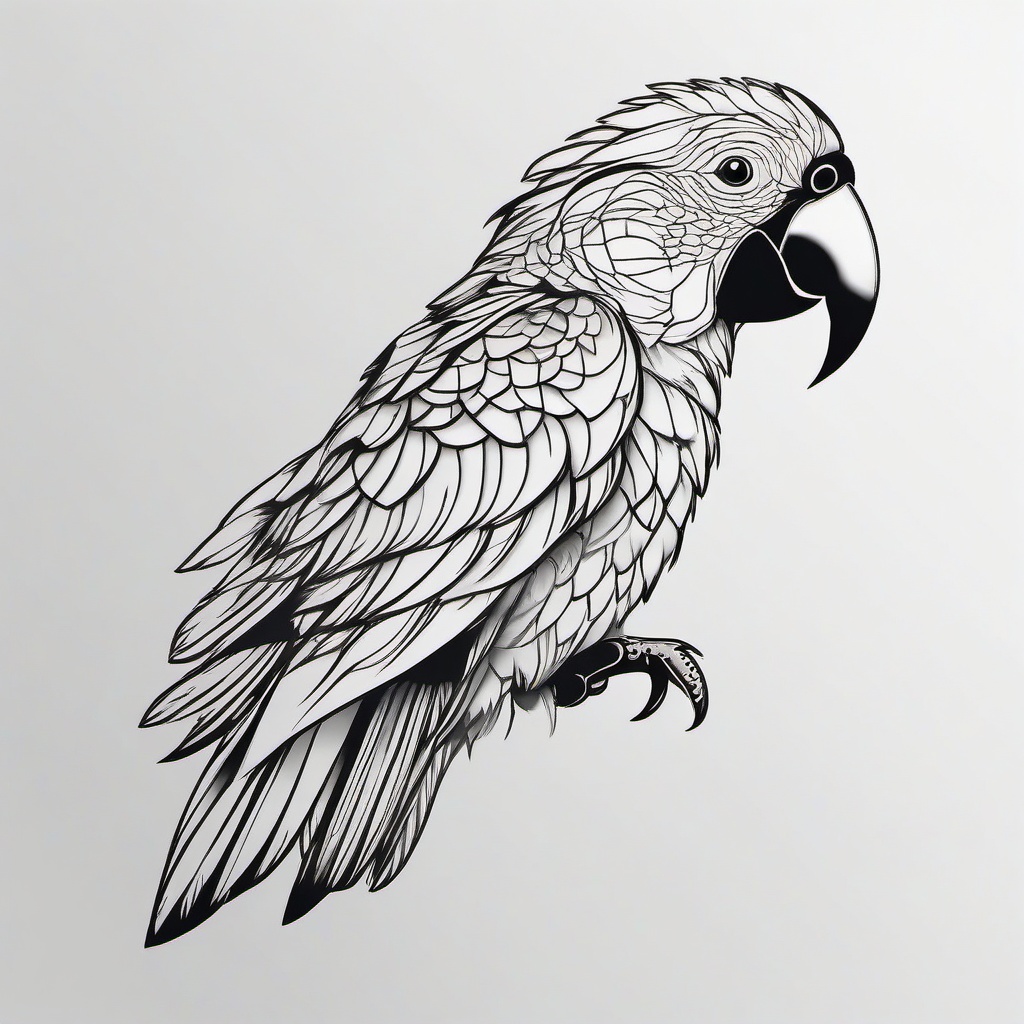 Parrot Tattoo - Represents communication, beauty, and intelligence  minimal tattoo design,white background