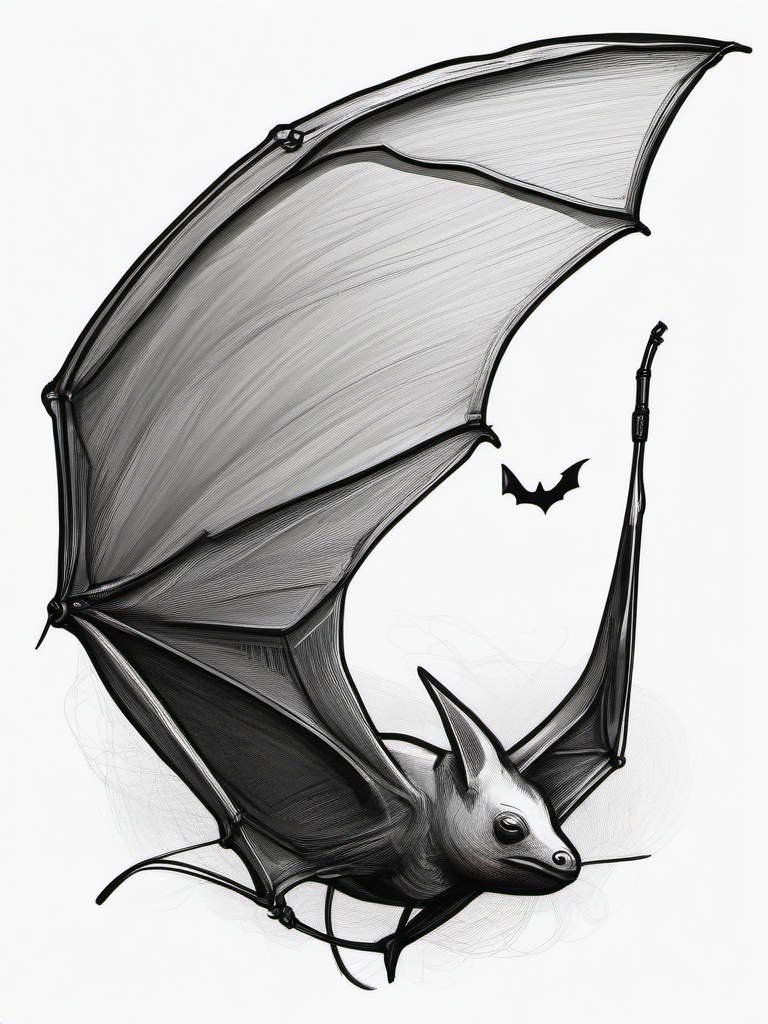 drawing of a fishing bat  minimal rough sketch scribbles,doodles,black and white