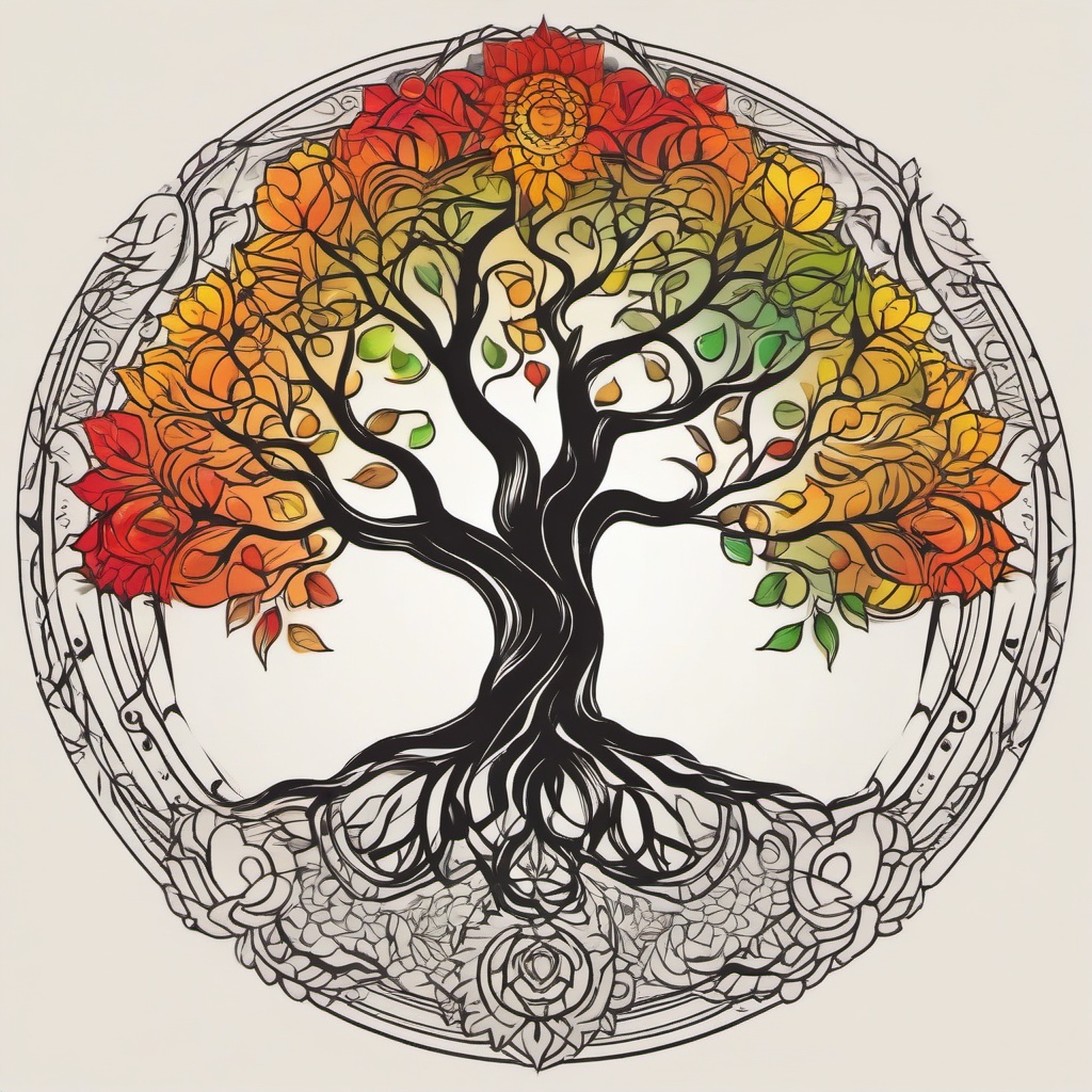 chakra tree of life tattoo  simple vector color tattoo