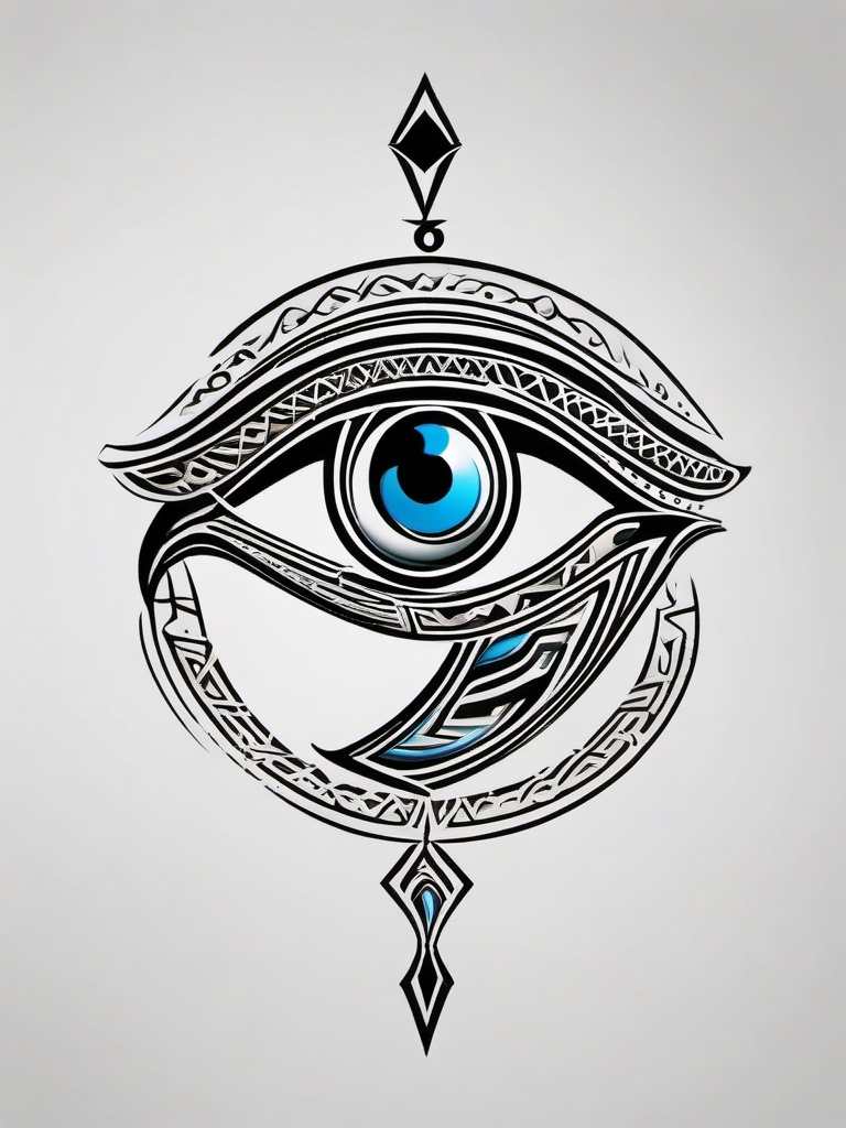 tribal eye of horus  simple color tattoo,minimal,white background