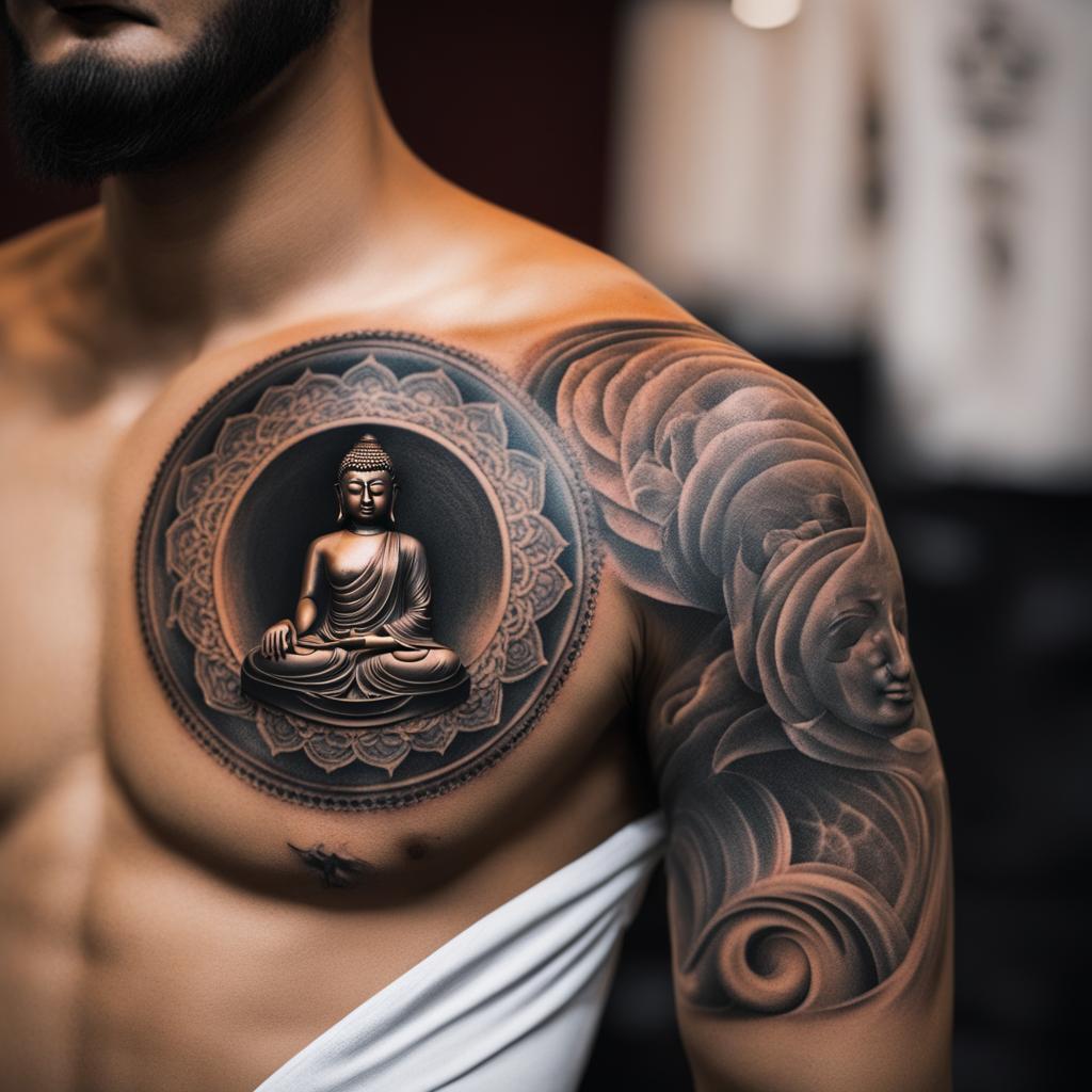 buddha tattoo, representing spirituality and enlightenment with the image of buddha. 