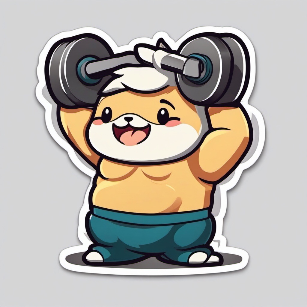 Kawaii Dumbbell sticker- Cute Strength Training, , color sticker vector art