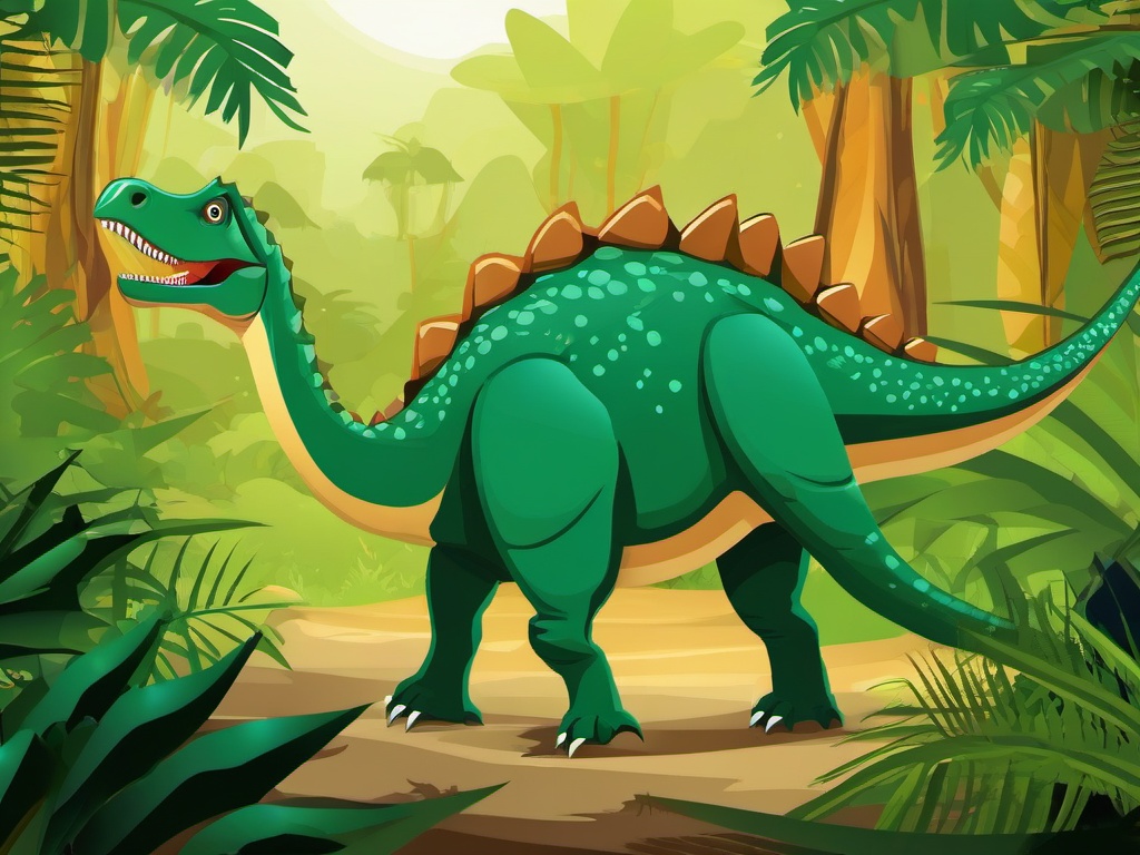 Dino clipart - dinosaur walking through a jungle  