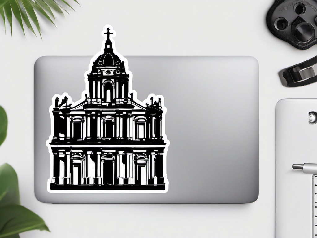 Macao Ruins of St. Paul's sticker- Historic church facade in Macao, China, , sticker vector art, minimalist design