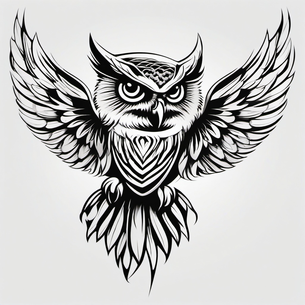 Simple Flying Owl Tattoo - Keep it straightforward with a simple and charming flying owl tattoo.  simple color tattoo,vector style,white background