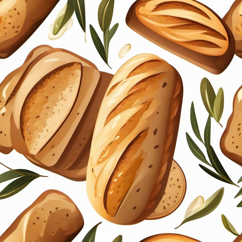 Bread clipart - Bread with olive oil drizzled.  vector style illustration, white background