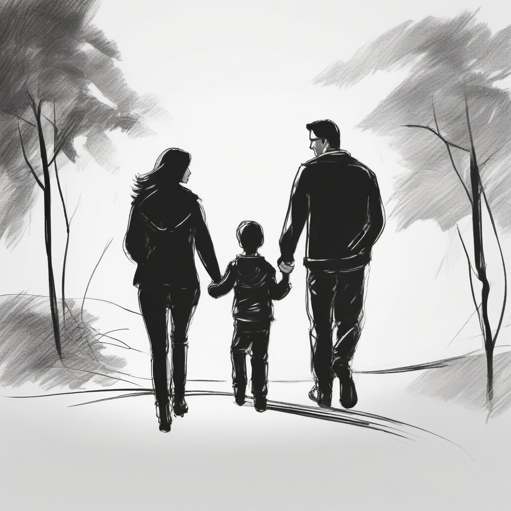 sketch of family  minimal rough sketch scribbles,doodles,black and white