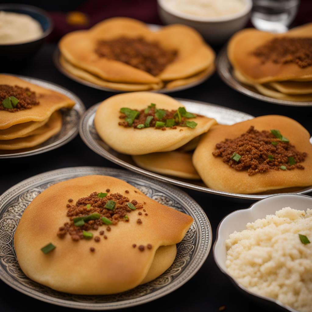 qatayef, middle eastern stuffed pancakes, relished at a festive iftar during ramadan in cairo. 