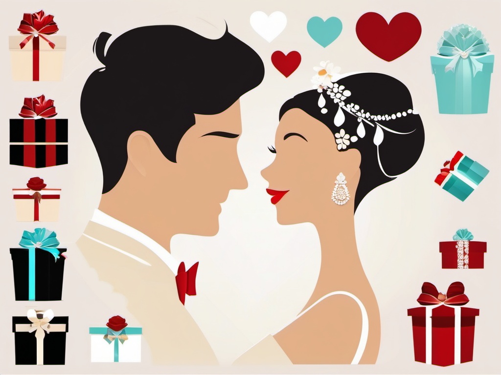 Wedding Gifts clipart - Wedding gifts for the couple, ,vector color clipart,minimal