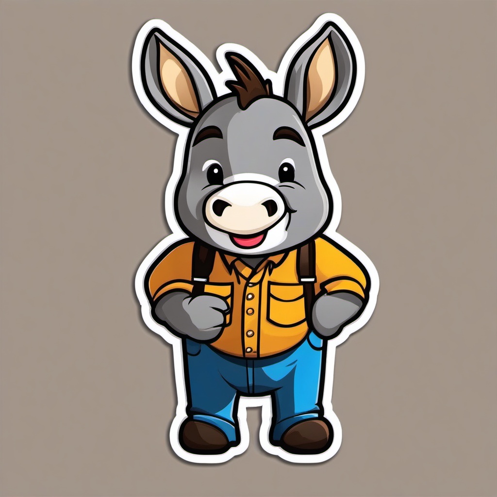 Donkey cartoon - hardworking animal with big ears  cartoon sticker style