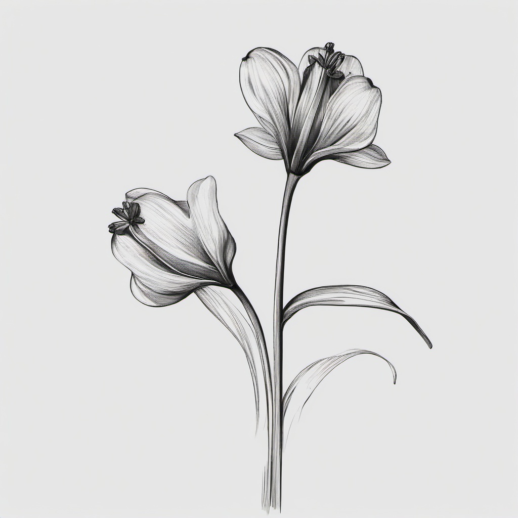 drawing of a bluebell  minimal rough sketch scribbles,doodles,black and white