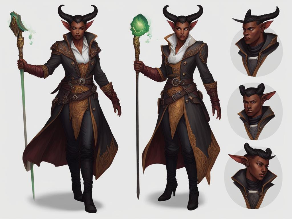 tiefling warlock with fey pact - paint a tiefling warlock bound by a pact with the fey, wielding whimsical and unpredictable magic. 