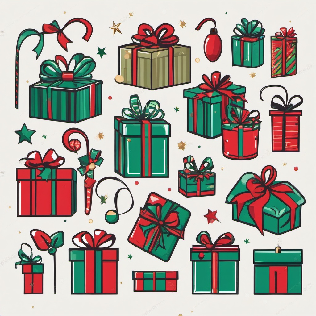 Xmas Present Clipart,Creating a surprise party invitation with Xmas present clipart  simple, 2d flat