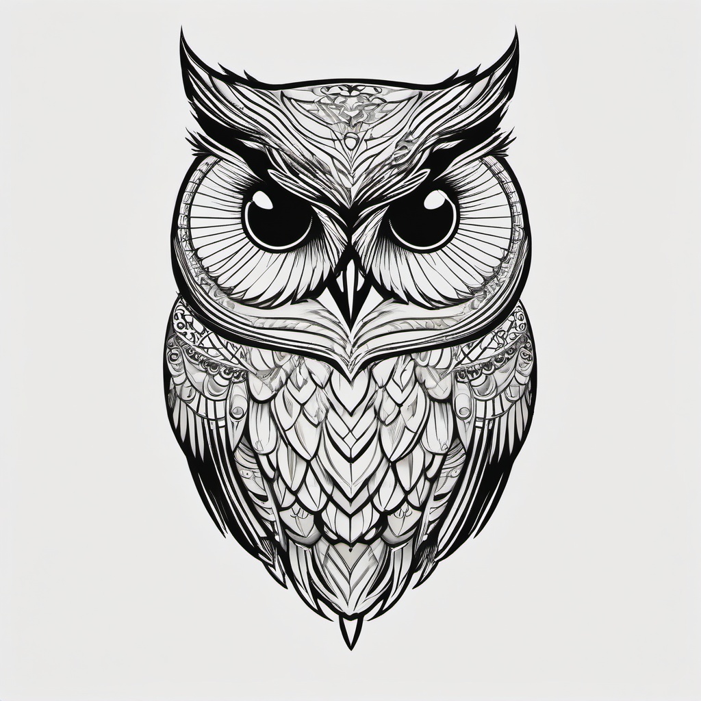 Owl Small Tattoo - Keep it subtle yet impactful with a small and charming owl tattoo.  simple color tattoo,vector style,white background